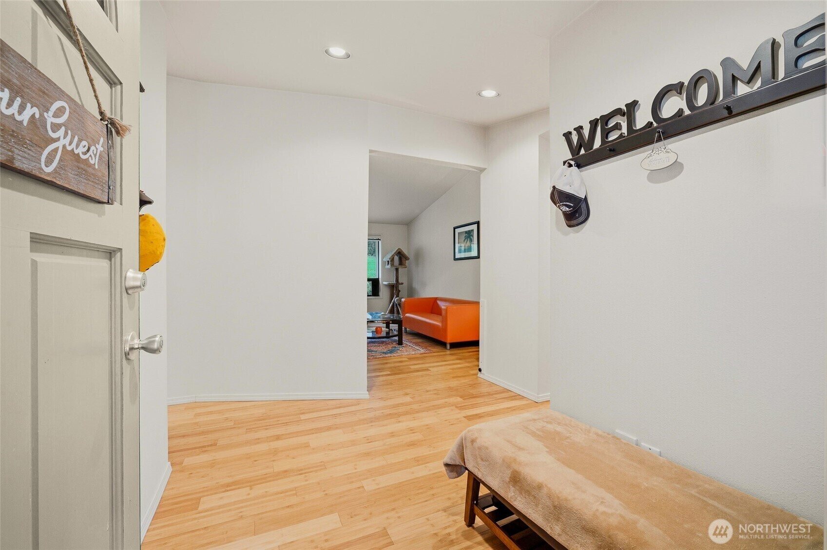 Welcoming front entry and bamboo floors